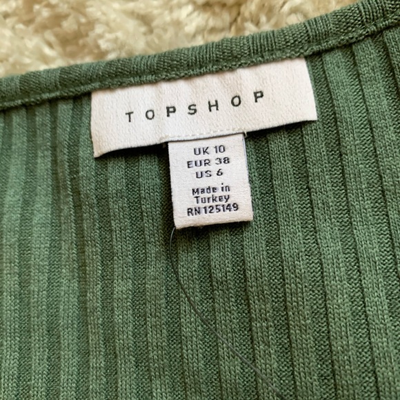 NWT Topshop ribbed green long sleeve shirt - Picture 3 of 3